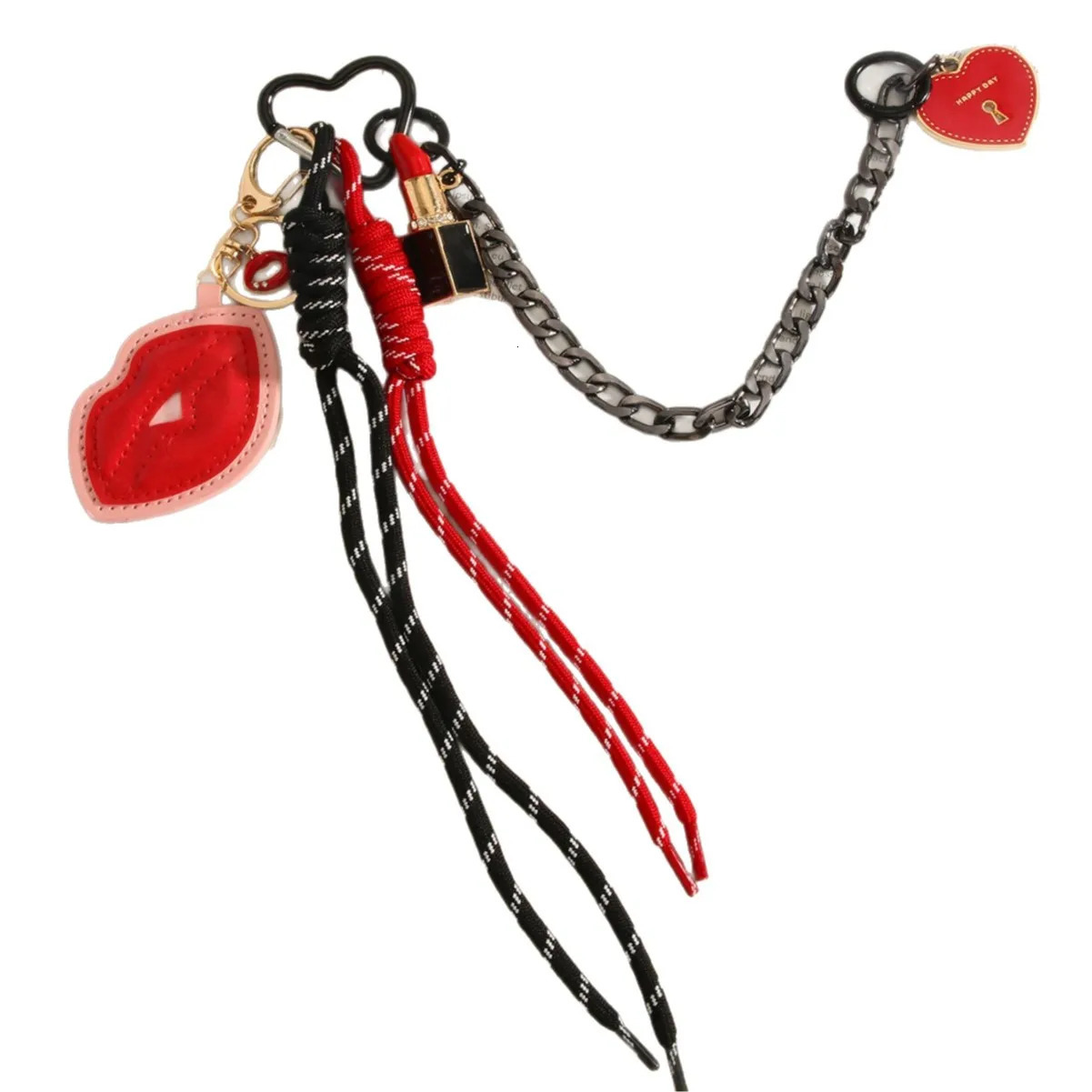 Bag Chain Charm Rope Heart Lip Aesthetic Accessories Pendants For Bags Keychain Gift 251030