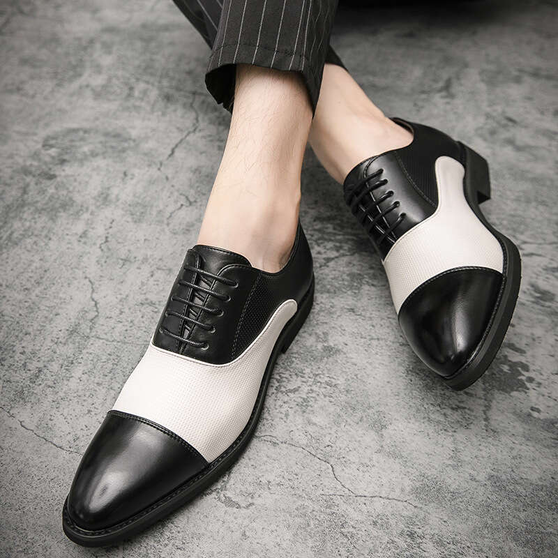 2024 plus size new casual fashionable men's pointed leather shoes, trendy hairstylist, color matching