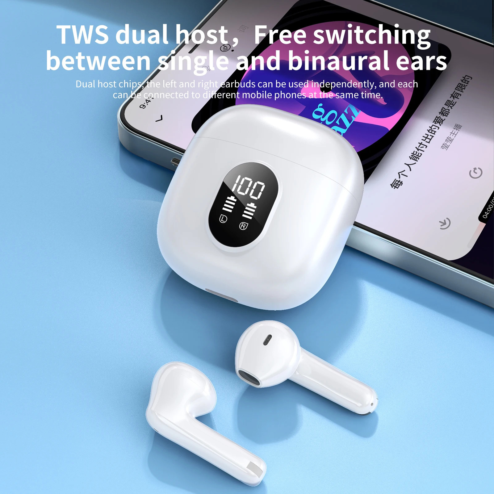 Original Wireless earbuds TWS i52 Bluetooth ENC Earphones Noise Cancellation 8 hours ENC headset Digital Display i52 Headphones 251103
