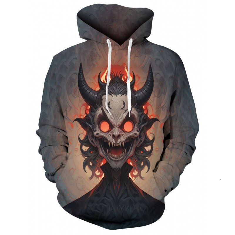 Designer Luxury 2025 European And American Halloween Men's Sweatshirt New Style Ghost Face Fashion Print Christmas Series Hooded Sweatshirt