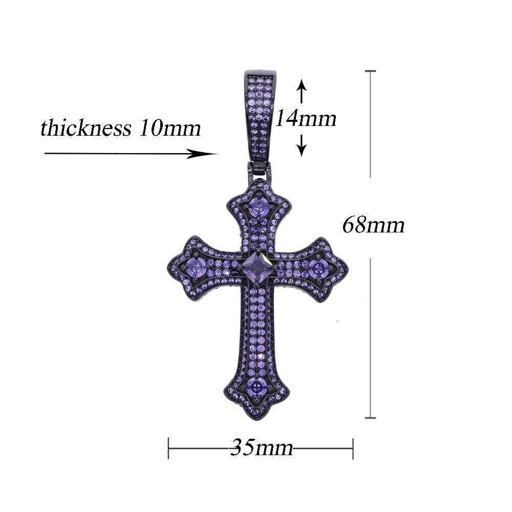 New Iced Out Bling Cz Cubic Zirconia Paved 3pcs Cross Set Pendant Necklace Link Chain Luxury Hip Hop Jewelry for Gift fzxjrdz
