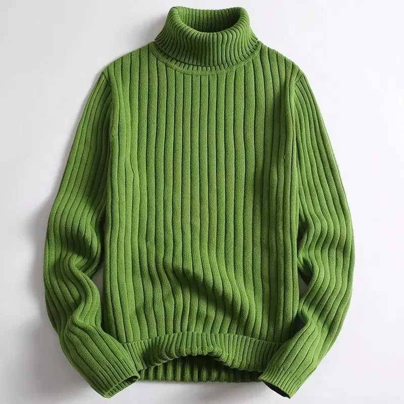 American Style Simple and Casual Warm Solid Color Turtleneck Knitted Pullover Sweater for Young Men in Autumn and WinterT251103