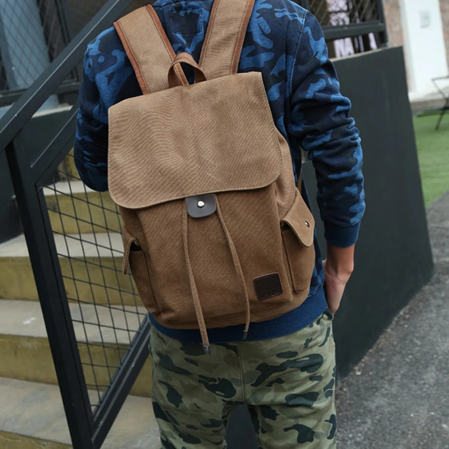 High Quality Canvas Men Backpack Large Shoulder School Bag Rucksack For Travel Fashion Camping Bags Fashion Simple Bags 251104