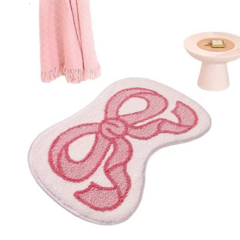 VIKAMA Interior Carpet Creative Pink Bow tie Imitation Cashmere Bathroom Water-absorbing Floor Mat Non-slip Foot Mat C251103