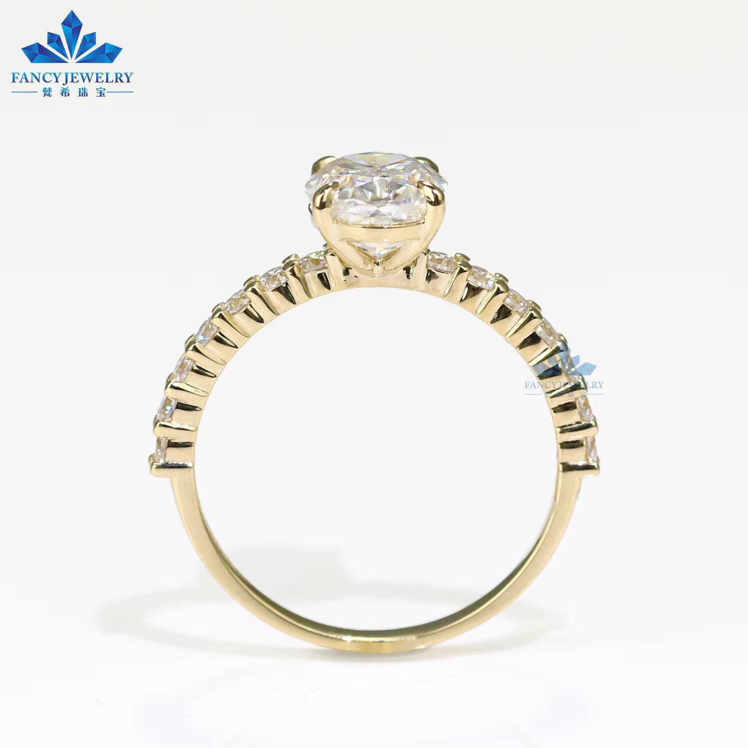 1CT 2CT 3CT Oval 3 EX Cut VVS Lab Grown Diamond 14K 18K Gold Classic Engagement Ring for Bridal With IGI Lab Grown Diamond - view 5