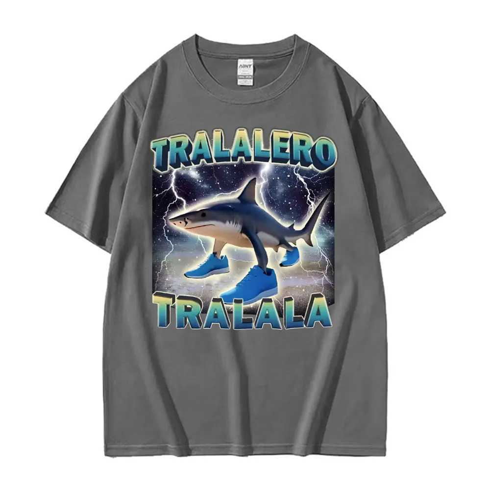Tralalero Tralala Funny Shark Meme T Shirts Gifts Men Women Fashion Trend High Street T-shirt Cotton O-Neck Short Sleeve T Shirt X2504031