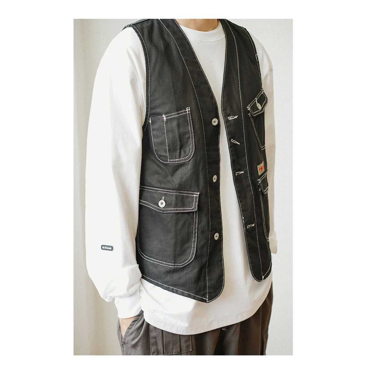 Multi Pocket Cargo Vest Mens Safari Style Photography Vests Streetwear Sleeveless Jacket for Men X250403