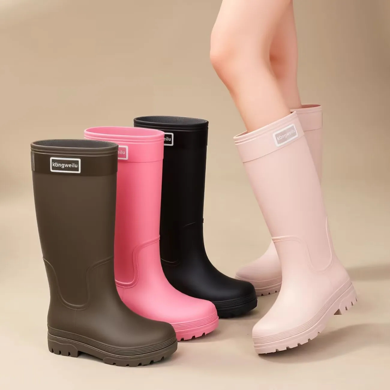 Womens Highcylinder Rain Boots Stylish for Outdoor Wear Thicksoled Water Shoes Waterproof Galoshes Camping Long Boots 251030 - view 5