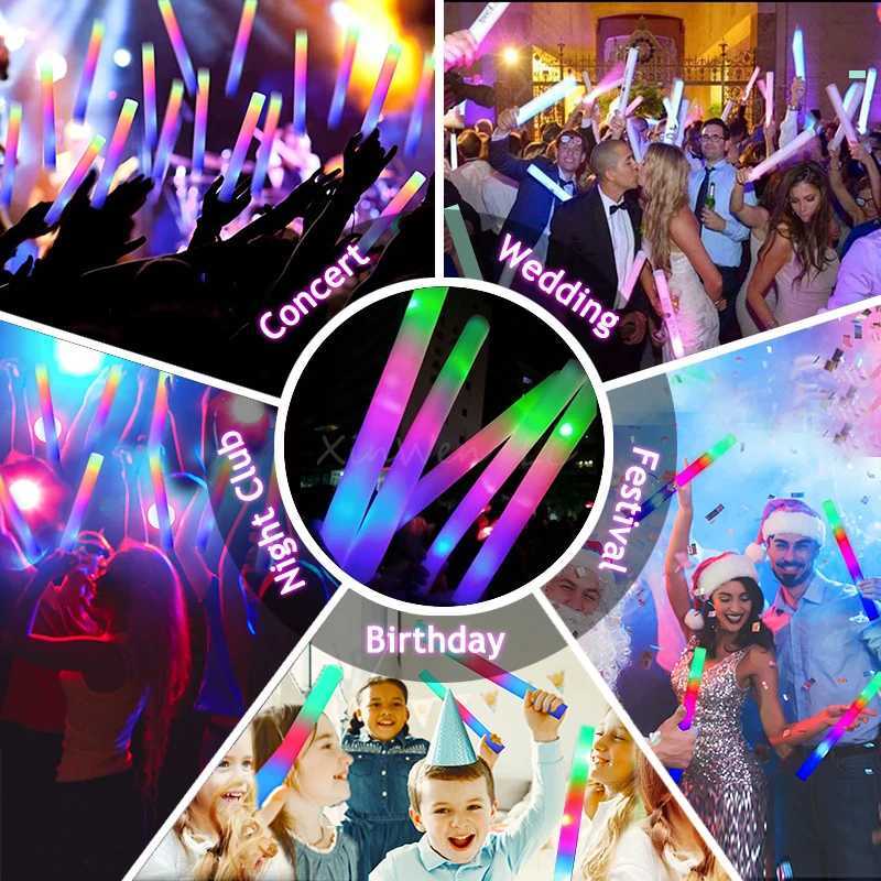 60Pcs RGB LED light-emitting bulk color LED light-emitting rod foam rod cheerleading tube dark birthday party supplies X250402