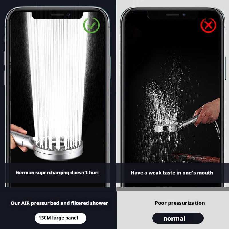 New High Pressure 13CM Shower 5 Modes Water Saving Filter Spray Nozzle Massage Rainfall Shower Bathro Accessories Y251103