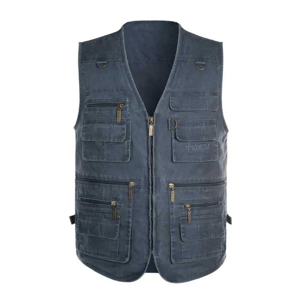 Men Multi-Pocket Classic Waistcoat Male Sleeveless Unloading Solid Coat Work Vest Photographer Big Size Jacket for Daily Life X250403