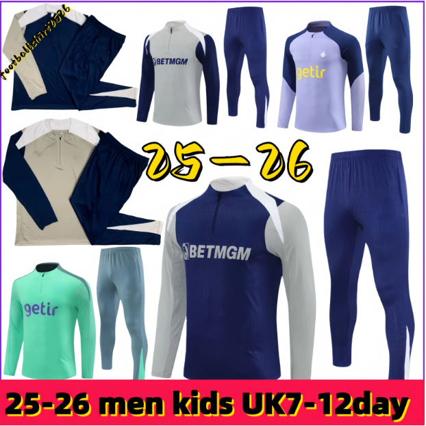 Tottenham Long sleeved half pull training suit spur Klinsmann GASCOIGNE ANDERTON SHERINGHAM 2025 2026 HAM BALE KANE HOJBJERG Adult children's clothing sportswear