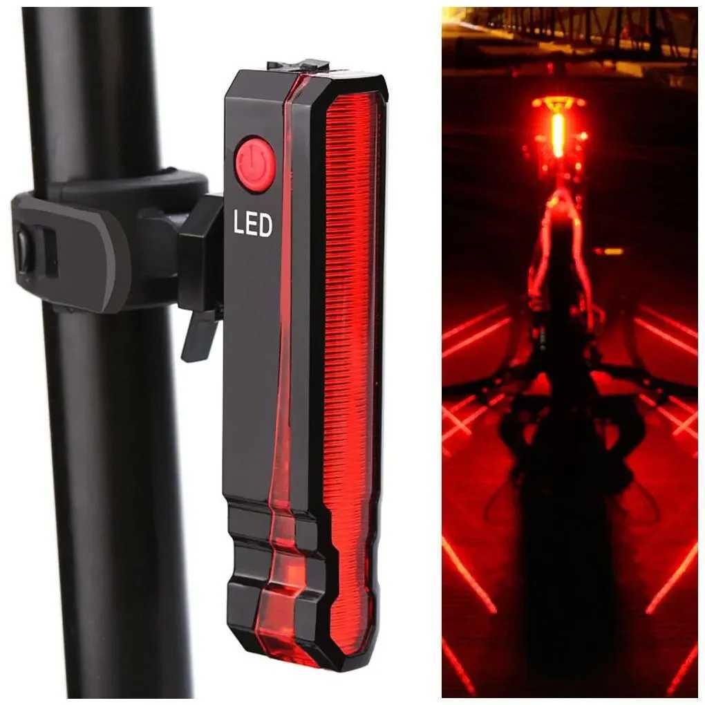 Bike Rear Light Laser Line Warning Lamp Waterproof Seatpost LED Light USB Rechargeable MTB Road Bicycle TaillightW251103