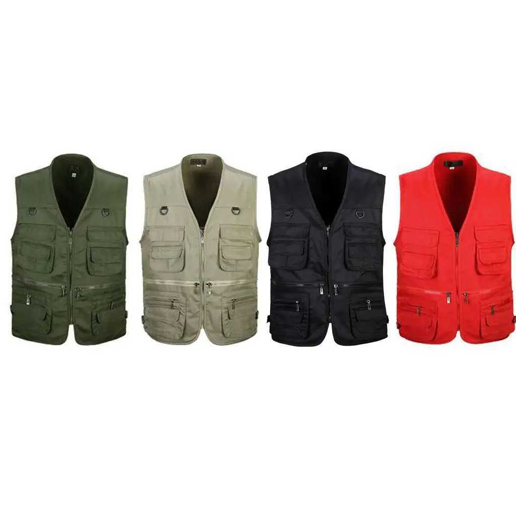Mens Multi Pocket Zip Vest Hunting Fly Fishing Travel Summer Autumn Outdoor Sport Quick-Dry Waistcoat Jacket XL/XXL/XXXL X250403