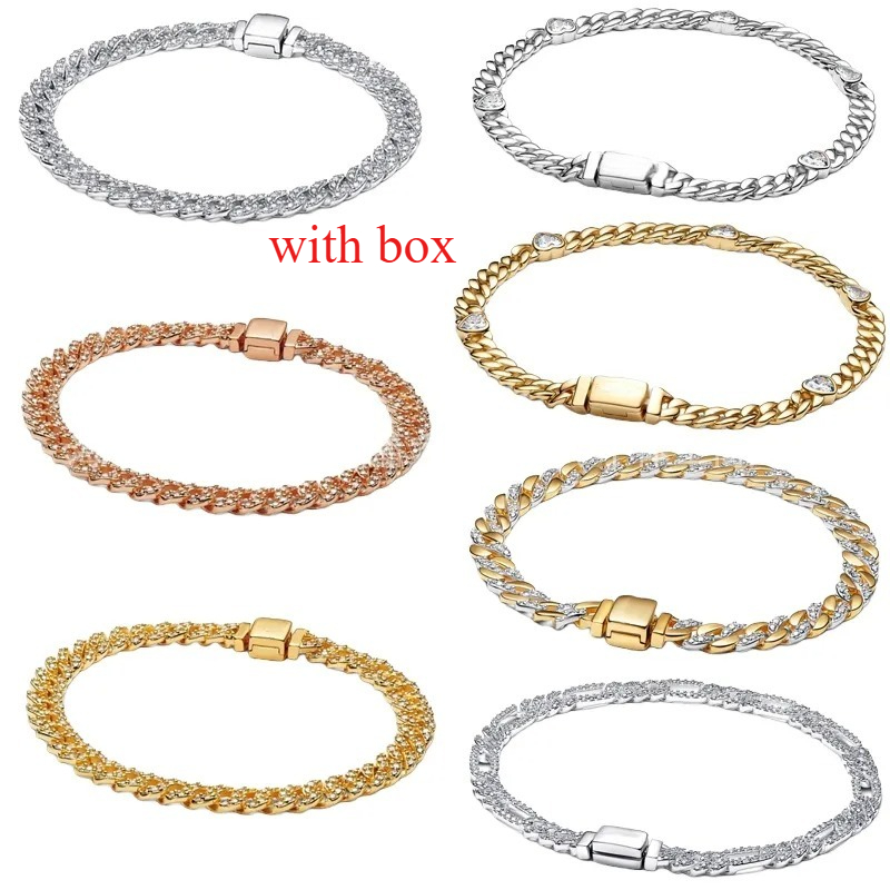 925 Silver Charm Bracelet Full Diamond Watch Bracelet Men's and Women's Universal Love CZ Bracelet Tennis Bracelet
