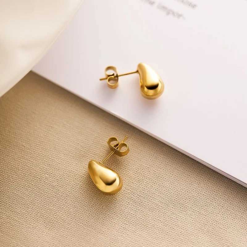 Fashionable Minimalist Gold Color Stainless Steel Irregular Water Drop Stud Earrings for Woman Charm Korea Jewelry Colorfast C251103