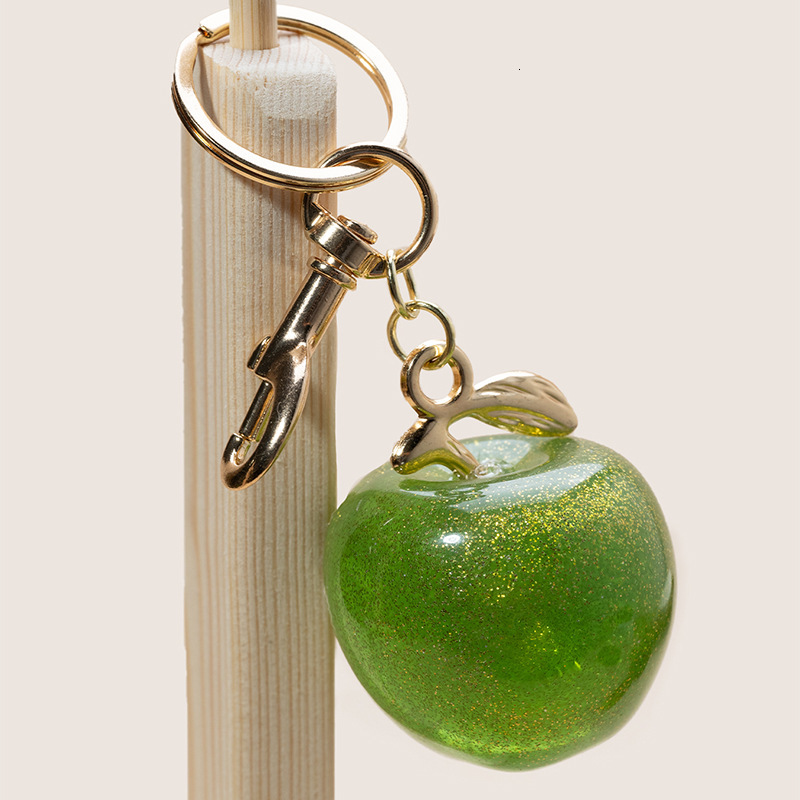 designer bag charm Hot Selling Apple Keychain fashion Exquisite Crystal Resin Fruit Bag Car DIY Pendant keychain designer