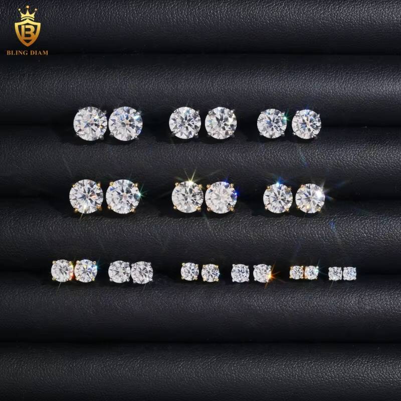 Hot Sale with GRA VVS1 Moissanite Diamond Elegant Solitaire Stud Earrings S925 Hiphop Style Stud Earrings Past Diamond Test