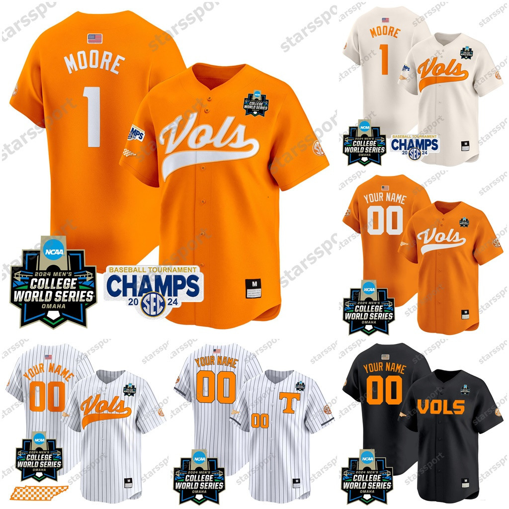 Custom 2024 Tennessee Volunteers Baseball CWS Christian Moore Bradke Lohry Blake Burke Billy Amick Kavares Tears Cannon Peebles Dylan Dreiling VOLS Je