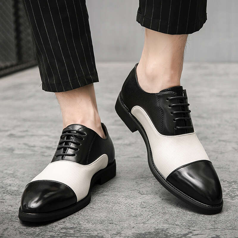 2024 plus size new casual fashionable men's pointed leather shoes, trendy hairstylist, color matching