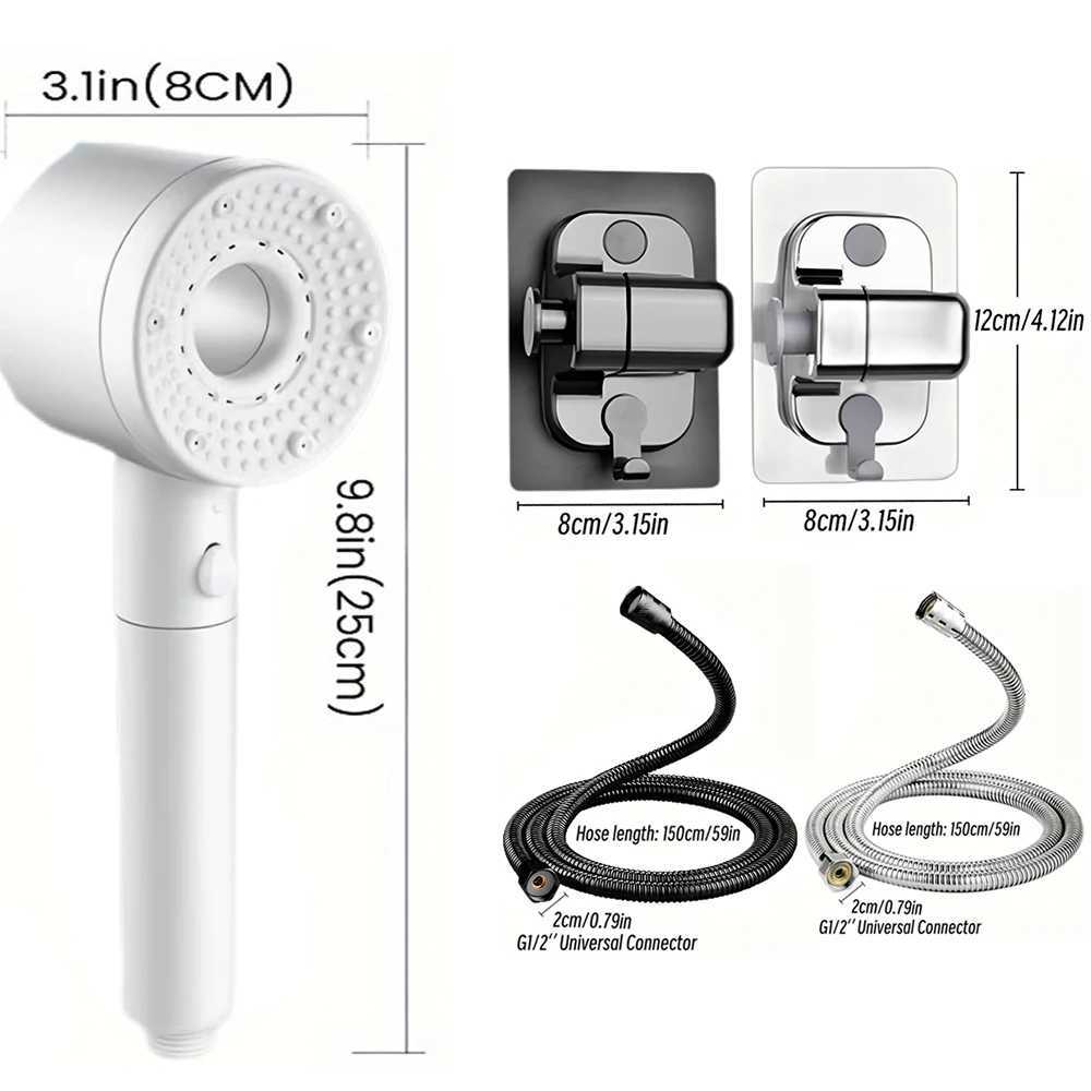 5 Modes One Key Stop Watersaving Shower Handheld Large Flow Highpressure Shower Nozzle with Filter Bathro Shower Y251103