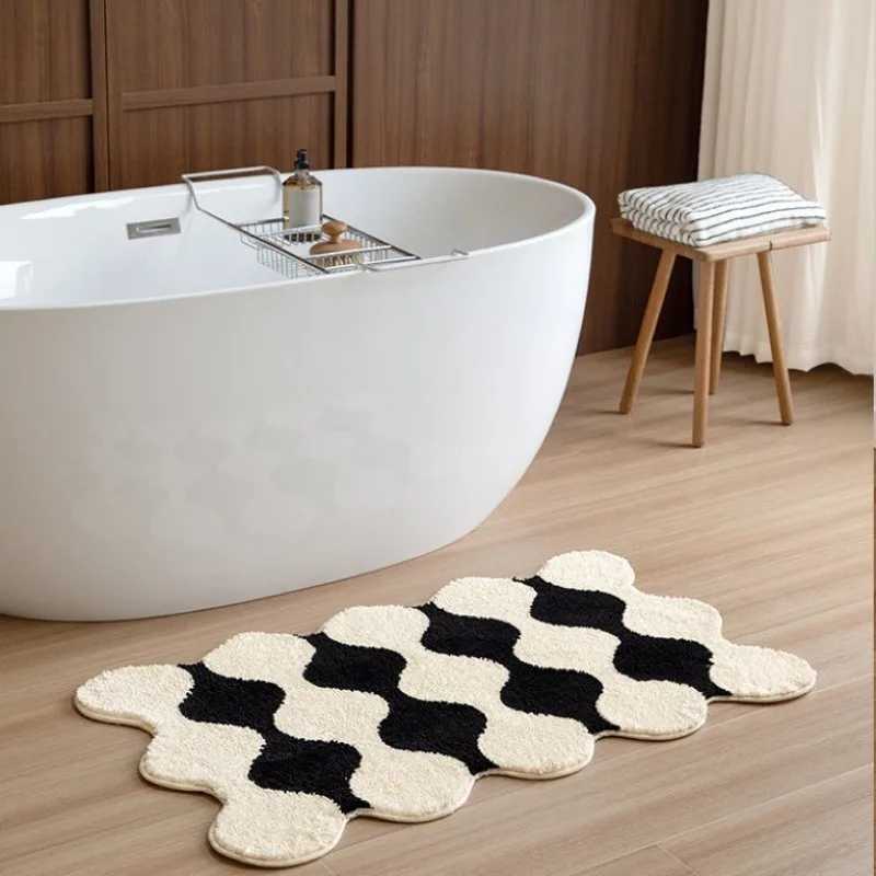 Cream wind bedroom bedside rug flocked thickened bathroom floor mat toilet absorbent mat quick drying foot pad non-slip C251103