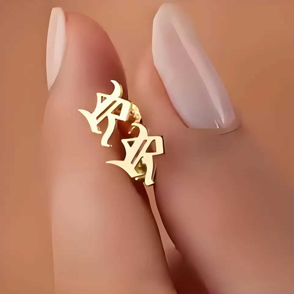 Customized first letter earrings stainless steel personalized Old English pendants perfect for music festivals and holidays C251103