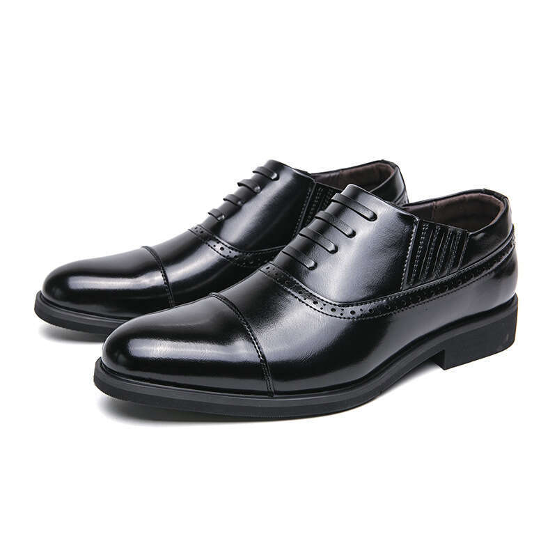 Men's large-sized new casual fashionable men's pointed lace up shoes, trendy business leather shoes