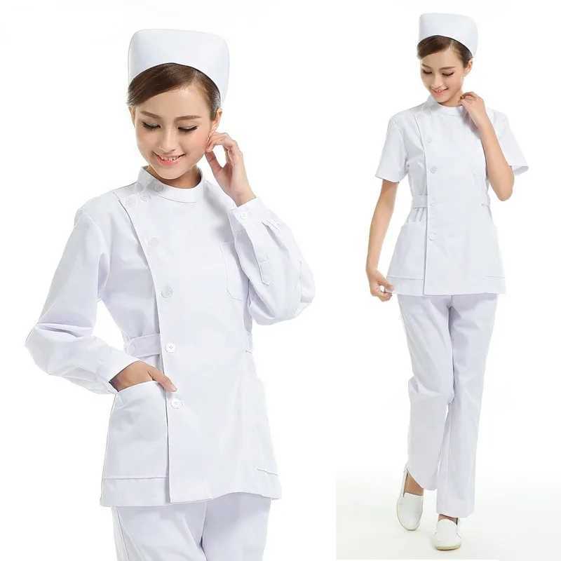 White long Sleeve scrubs uniforms women Pet Grooming Clinic Nursing Clothes Workwear Nurse Scrub Work Pink Medical Uniform J251103