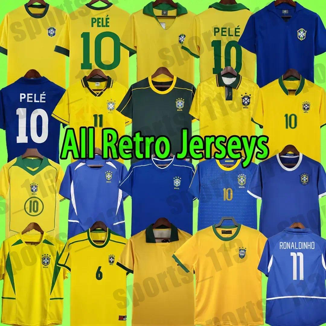 Vintage Brazils Soccer Jerseys PELE RONALDINHO Classic Football Shirts 1957 1998 2002 2004 2012