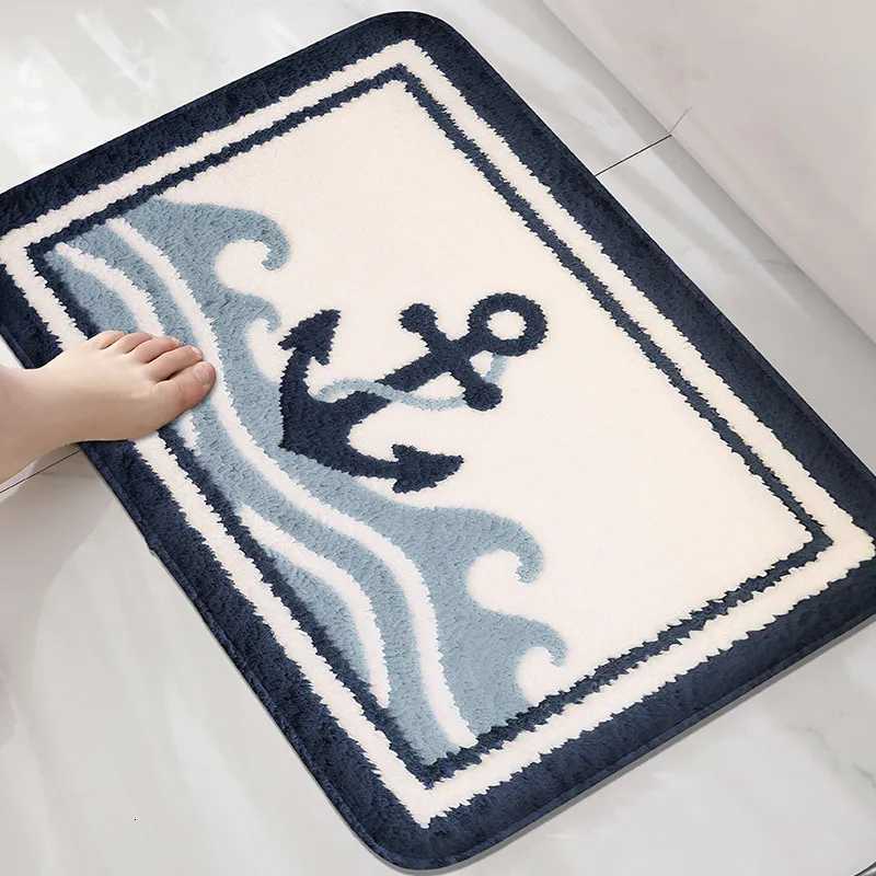 Wave boat anchor bathroom floor mat toilet water absorbing foot mat home decoration mat bathroom door mat machine washable C251103