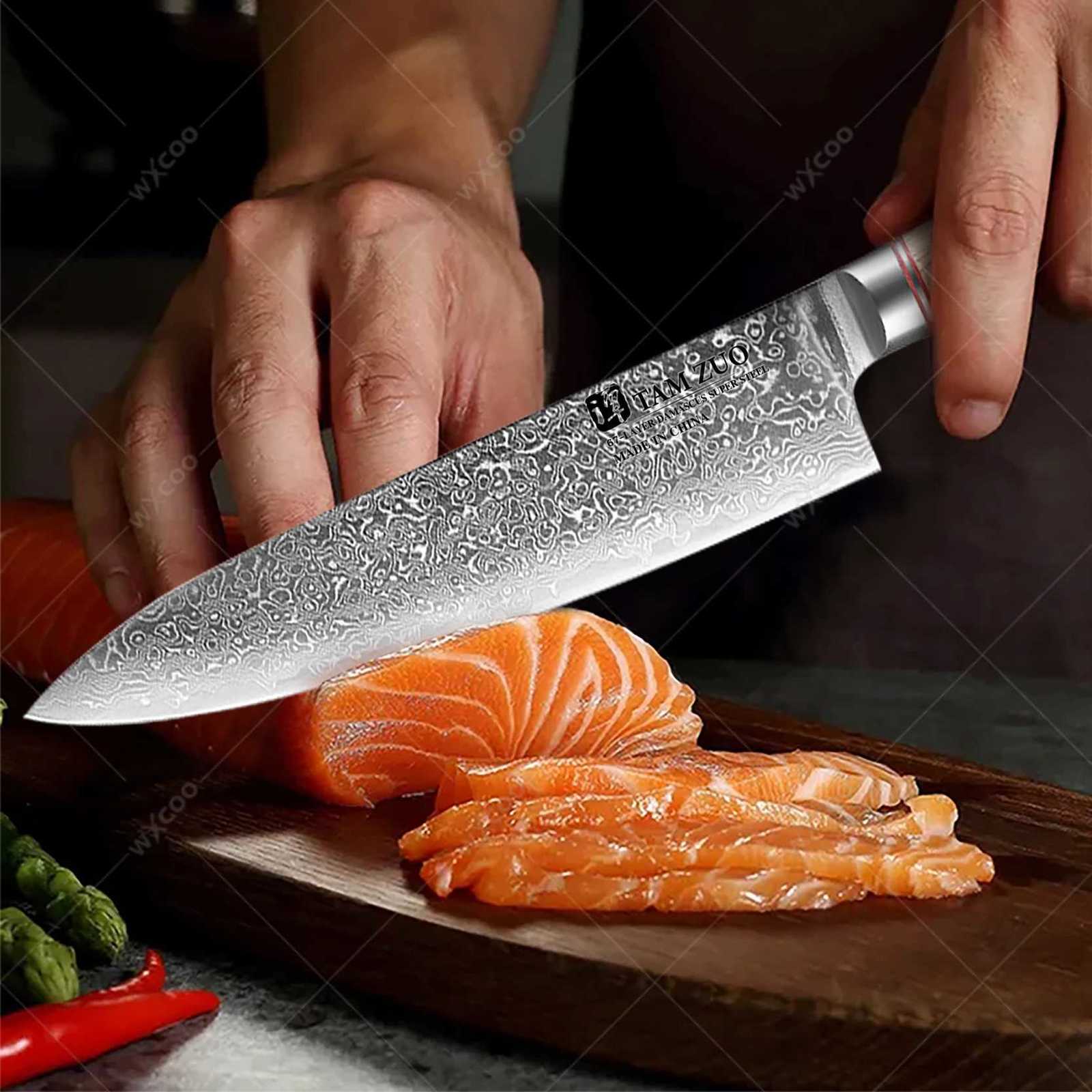 Kitchen knives 78 Inch Kitchen Meat Clr Damascus Steel Kiritsuke Kitchen Chef Knives Japanese Kitchen Slicing Knife with Gift Box Y251103