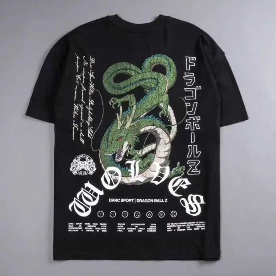 Dragon! SPORT Wolf Head High Quality T-shirt Summer City Fitness Sport Loose Casual Crewneck Mens T-shirt 100% cotton X250403