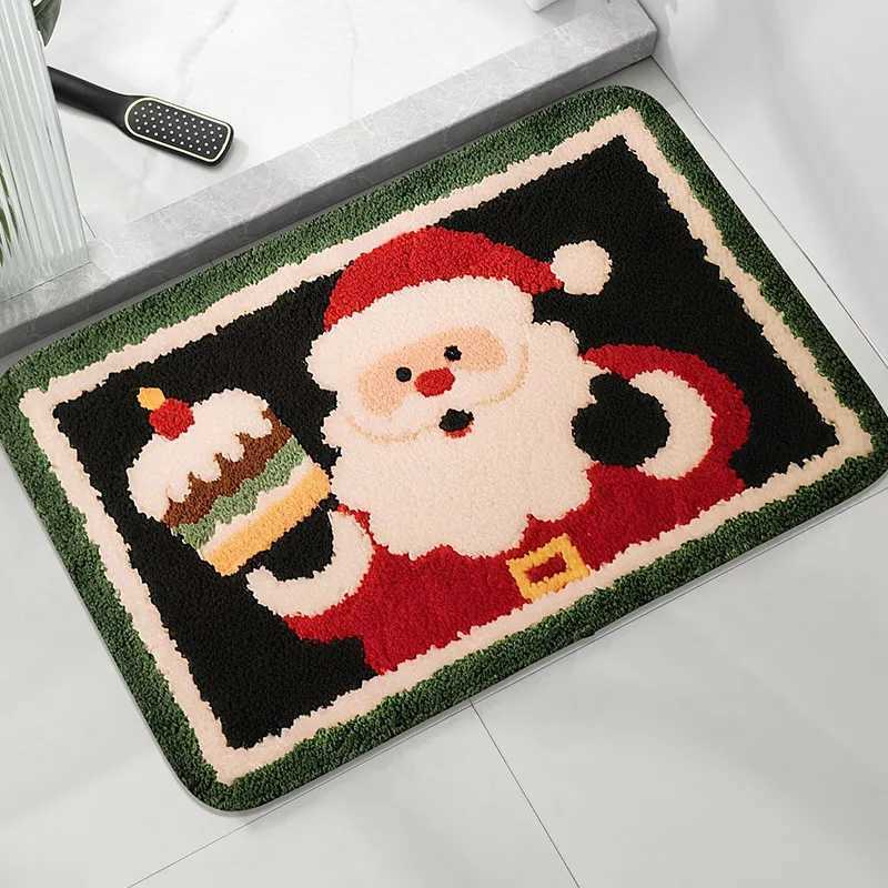 Santa Claus pattern floor mat toilet water absorbing floor mat decorative mat bedroom door mat soft and comfortable C251103
