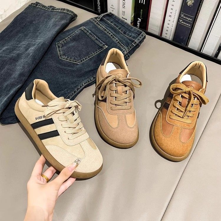 designer shoes new Women's trendy vintage German training shoes breathable flat sole style for spring sporty casual and all-match leather upper s