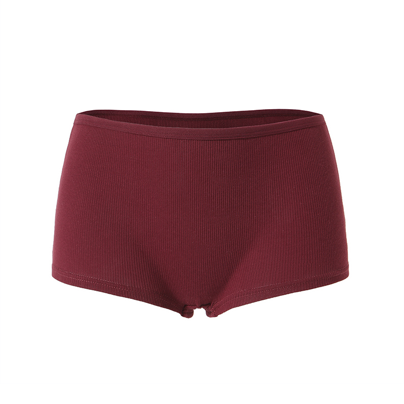 Women's Panties-Women's Ribbed Boyshort Panties - High Elasticity Breathable Antibacterial Skin-Friendly Underwear for Daily Home Sports (Mu