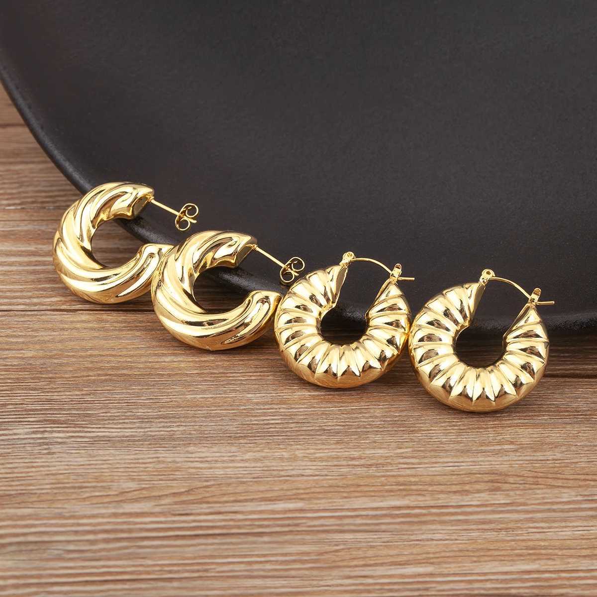 Nidin Geometric Copper Large Circular Ring Earrings Suitable for Women High Quality Personalized Design High Quality Jewelry Wholesale Accessories Y25