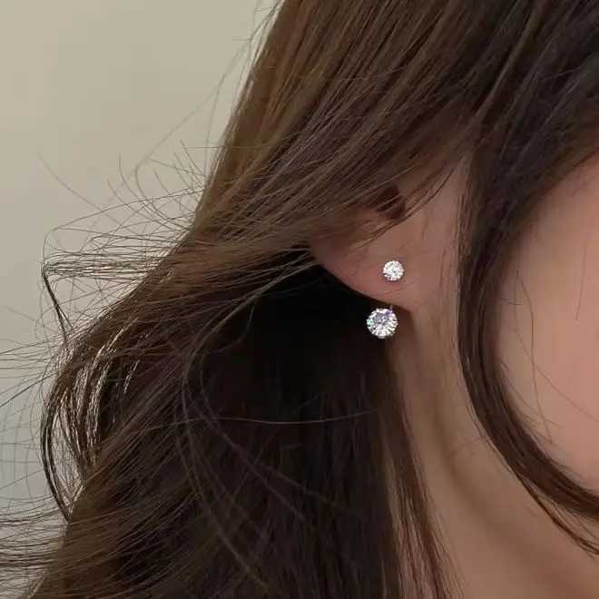 Fashion Zircon Front And Back Drop Earrings For Women 2024 New Jewelry Korean Simple Earings C251103