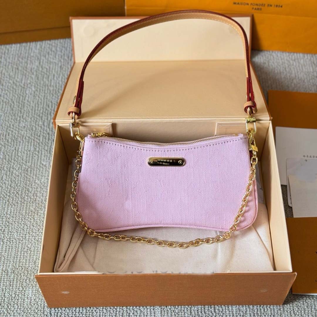 Luxury Designer pink denim Hobo Crossbody Bag Women Fashion Casual Underarm Handbag Shoulder Bag Vintage Female Messenger Bag Leather Luxury Purse Brown Flower bag