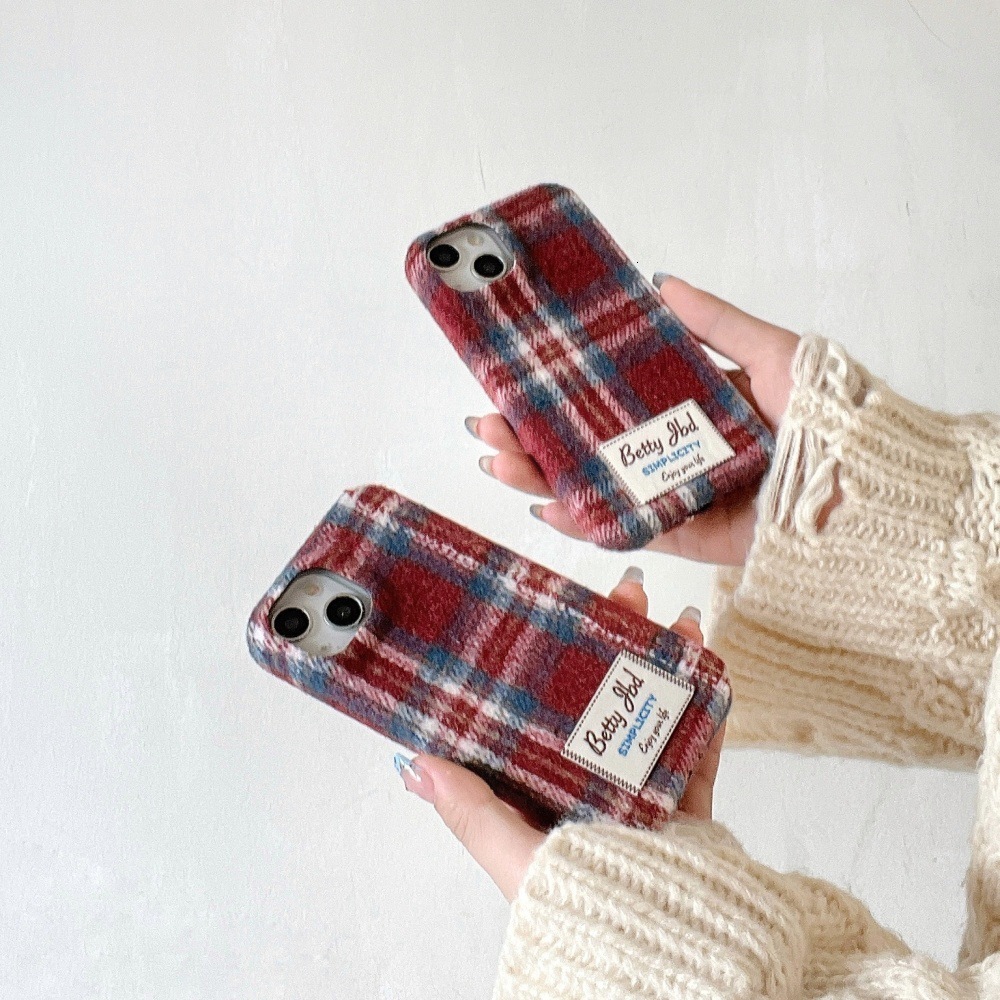 Velvet Red and Blue Color Block Phone Case Compatible with iPhone 17/16 Pro Personalized Protective Cover iPhone 15/14 Simple