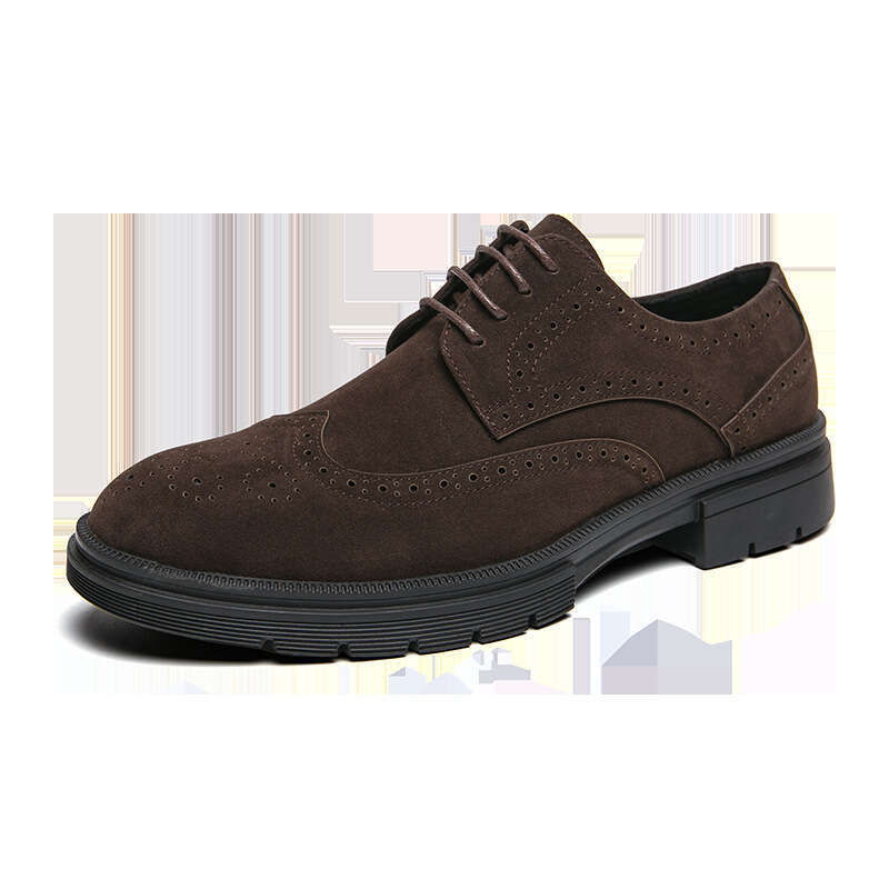 Spring new trend plus size 46 matte block carved business youth outdoor formal leather shoes