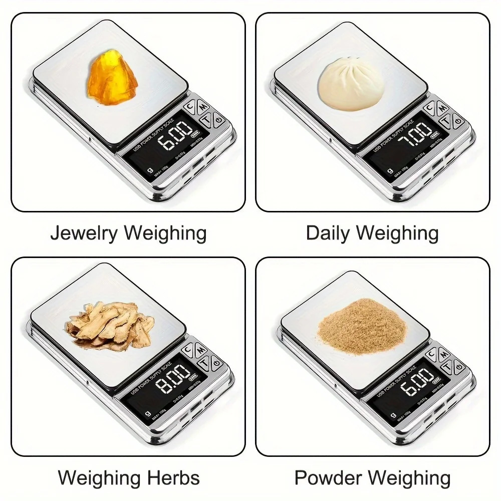 1Pc High Precision Electronic Scale 001g Digital LCD Count Stainless Pocket Scales Jewelry Scale Carat Scale Usb Power Supply 251028