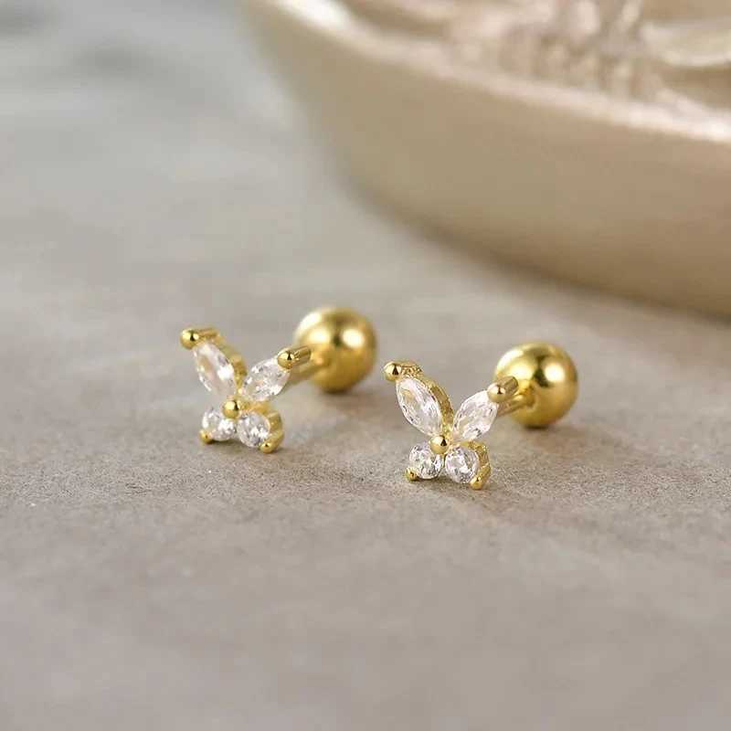 Korean Fashion Pink Zirconic Bear Screw Earrings For Women Girls Cute Animal Cartilage Helix Tragus Ear Piercing Jewelry Gift C251103