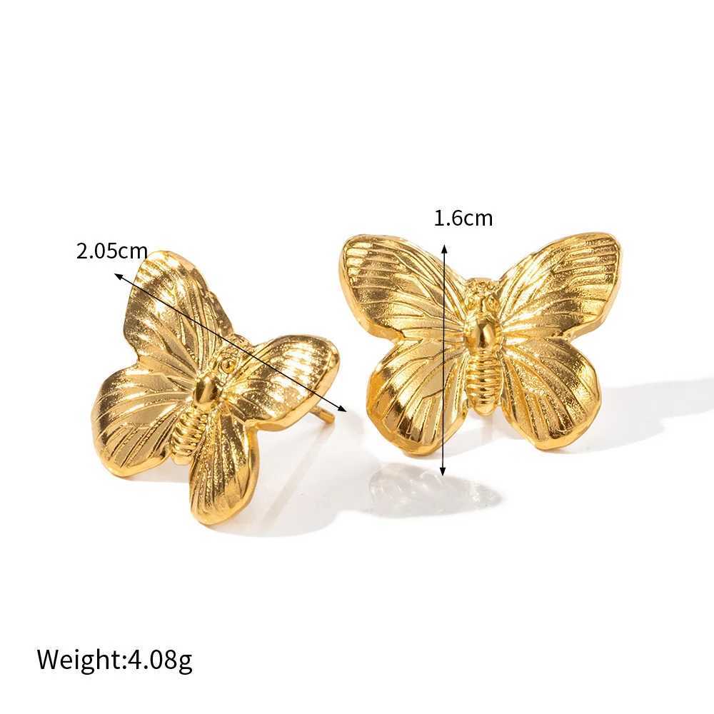 1 Pair Punk Butterfly Shape Stud Earrings Female Gold Color Stainless Steel Earrings for Women Party Jewelry Gift C251103