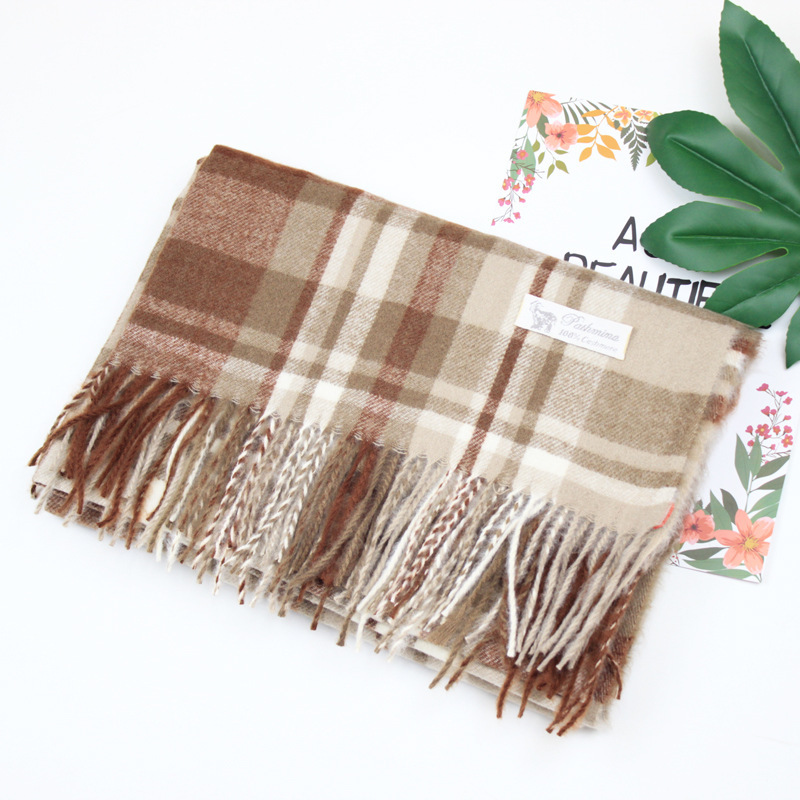 K294 Scarf wholesale new imitation cashmere color check scarf women's cross-border Korean autumn and winter checkered scarf tassel shawl neck sca