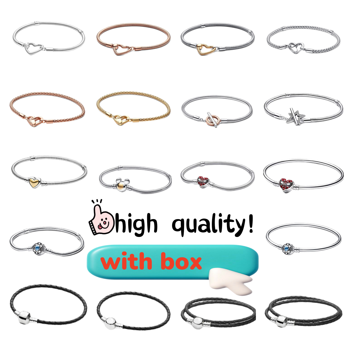 Charm Bracelet Designer Bracelet for Women Heart Bracelet Snake Bone Chain Classic Woven Leather Rope Suitable for DIY Charm