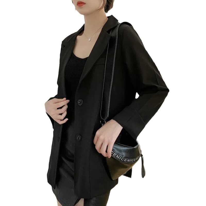 N41Chic Female Student Suit Jacket | Black Net Red Design | Perfect for Transitioning Weather