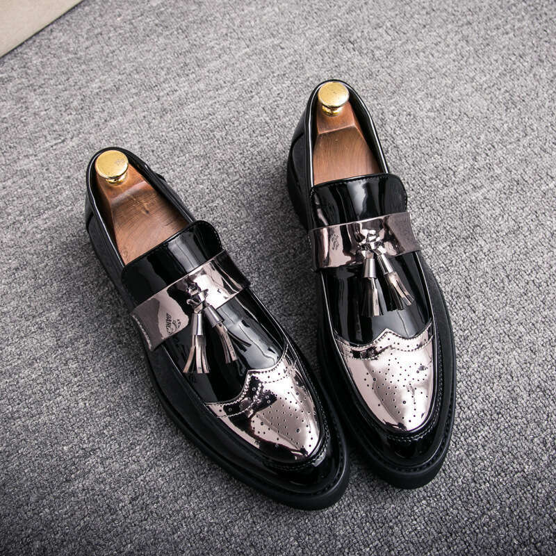 2024 Large Size New Fashion Men's British Style Casual Leather Shoes Korean Edition Foot Set