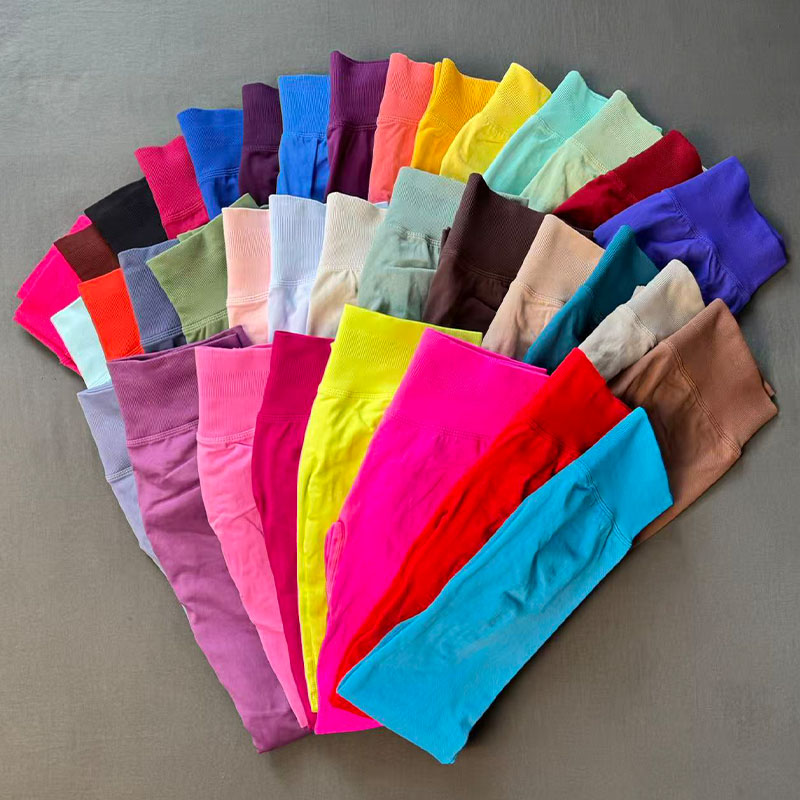 private Leggings Women Hot selling 45 color three section waist pleat lifting buttocks low waist fitness seamless yoga pants Running Tights For Running Training