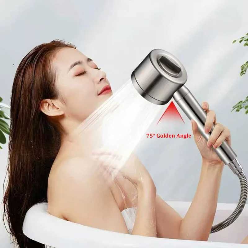 304 Stainless Steel Shower Nozzle Filter Booster Large Water Volume Handheld Household Universal Shower Set Y251103